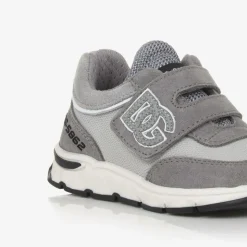 Grey Suede Leather & Mesh Baby Trainers