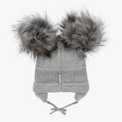 Grey Tindra Double Pom-Pom Hat