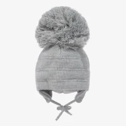 Grey Tuva Giant Pom-Pom Hat
