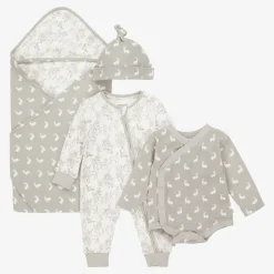 Grey Woodland Print Cotton Babysuit Set