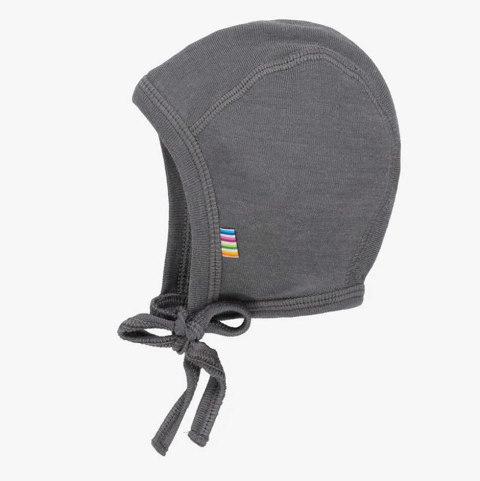 Grey Wool & Silk Baby Bonnet
