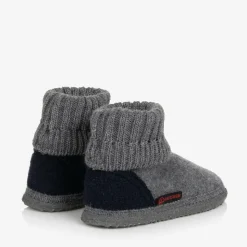 Grey Wool Boot Slippers