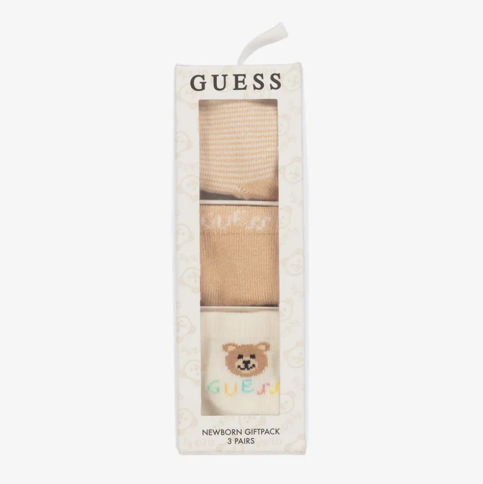 Ivory & Beige Teddy Bear Socks (3 Pack)