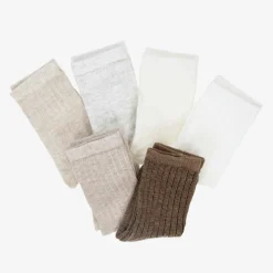 Ivory & Brown Cotton Baby Socks (6 Pack)