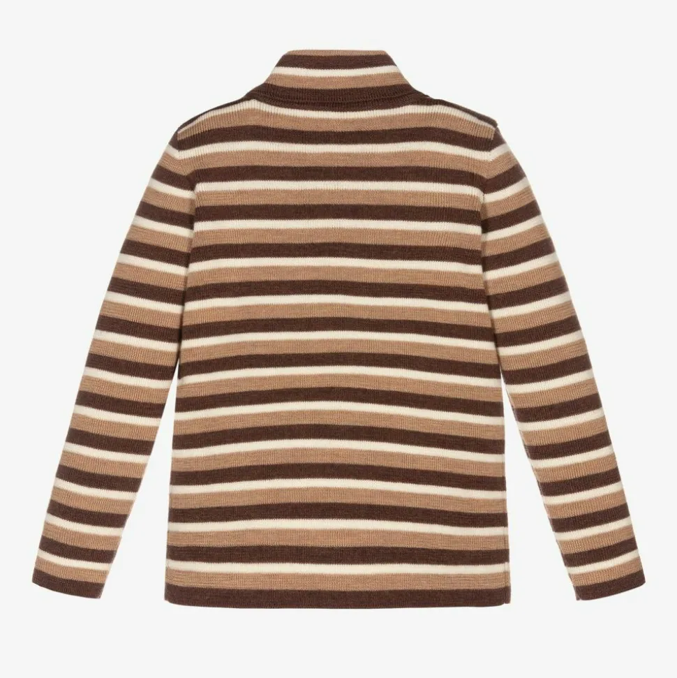 Ivory & Brown Stripe Wool Top