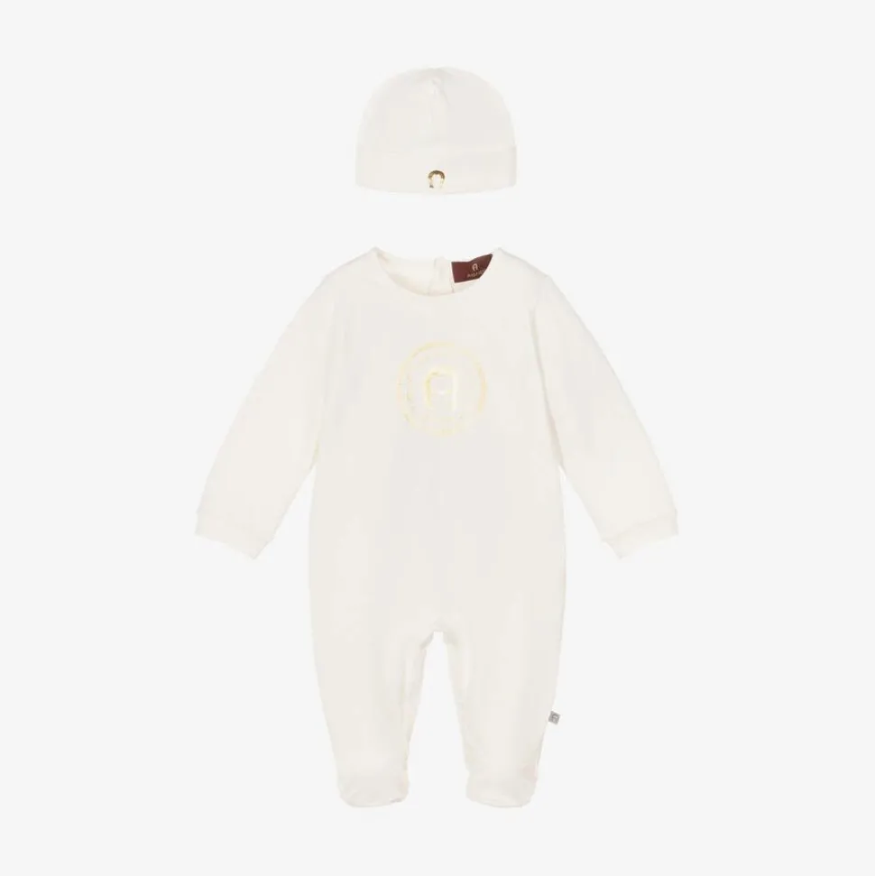 Ivory & Gold Cotton Babysuit Set