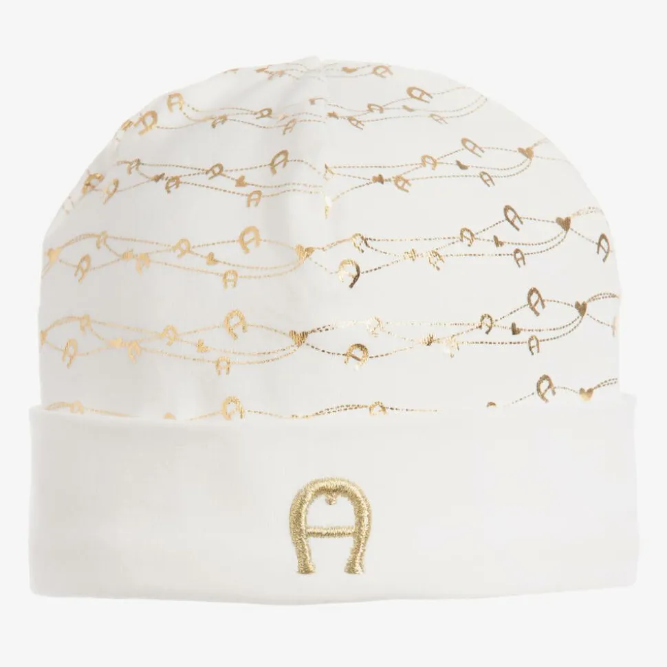 Ivory & Gold Pima Cotton Hat