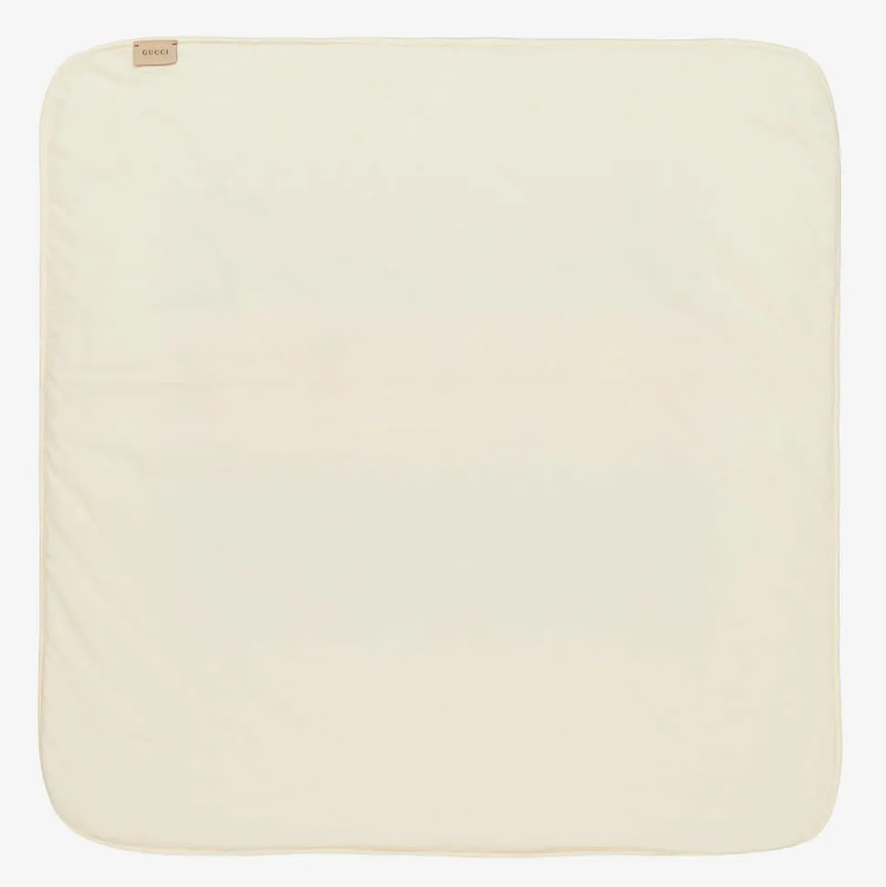 Ivory & Blue Cotton Interlocking G Blanket (80cm)