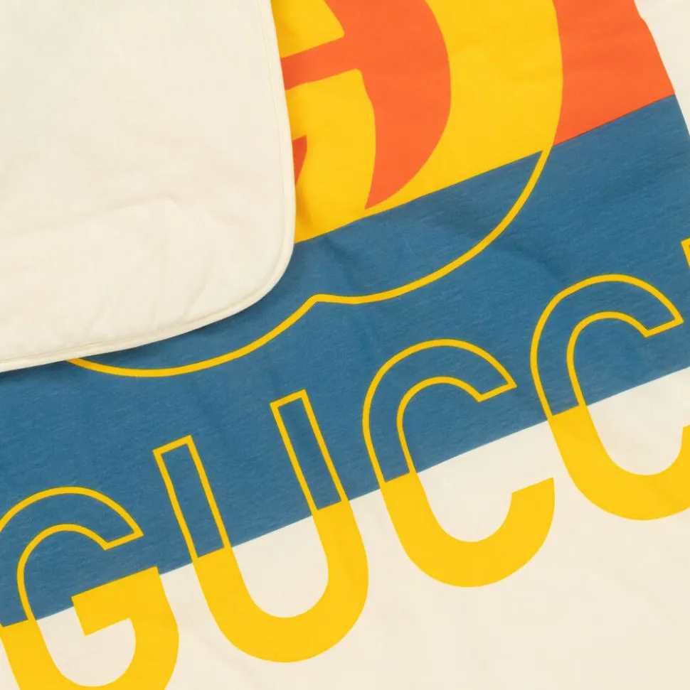 Ivory & Blue Cotton Interlocking G Blanket (80cm)