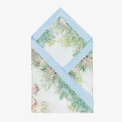 Ivory & Blue Cotton Swaddle (100cm)