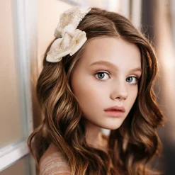 Ivory & Gold Bow Clip (11cm)