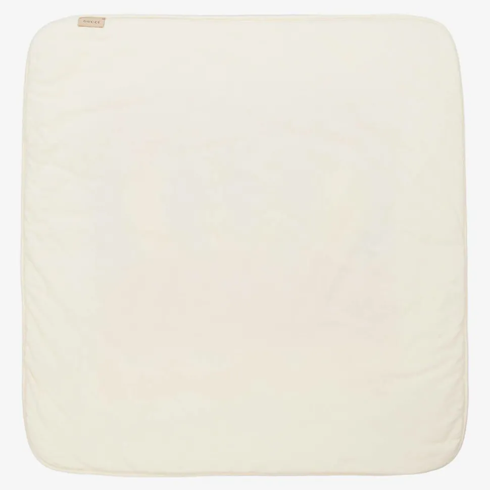 Ivory & Red Cotton Interlocking G Blanket (80cm)