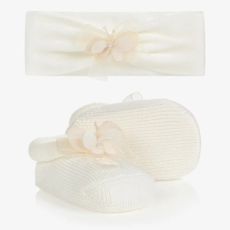 Ivory Booties & Headband Set