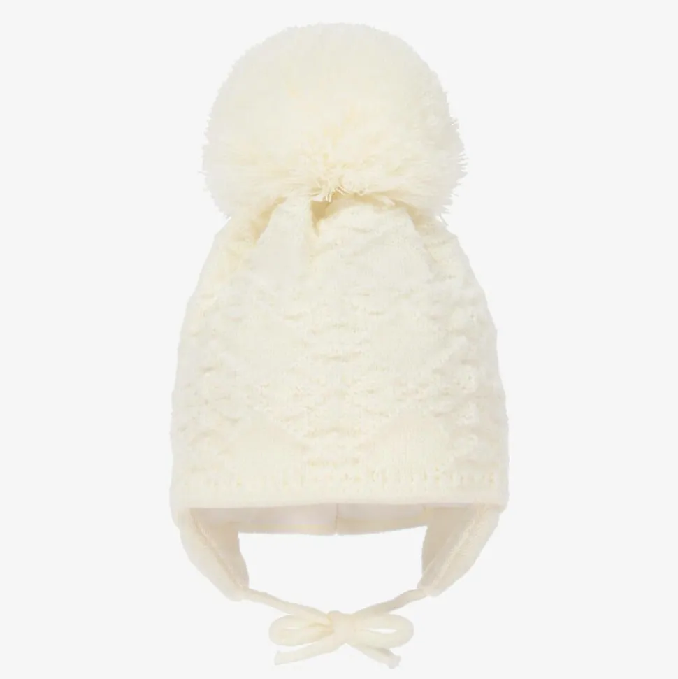 Ivory Cassie Giant Pom-Pom Hat