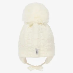 Ivory Cassie Giant Pom-Pom Hat