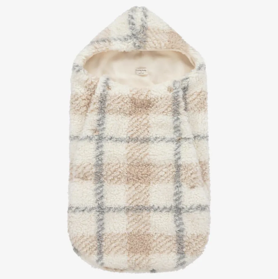 Ivory Check Sherpa Fleece Baby Nest (74cm)
