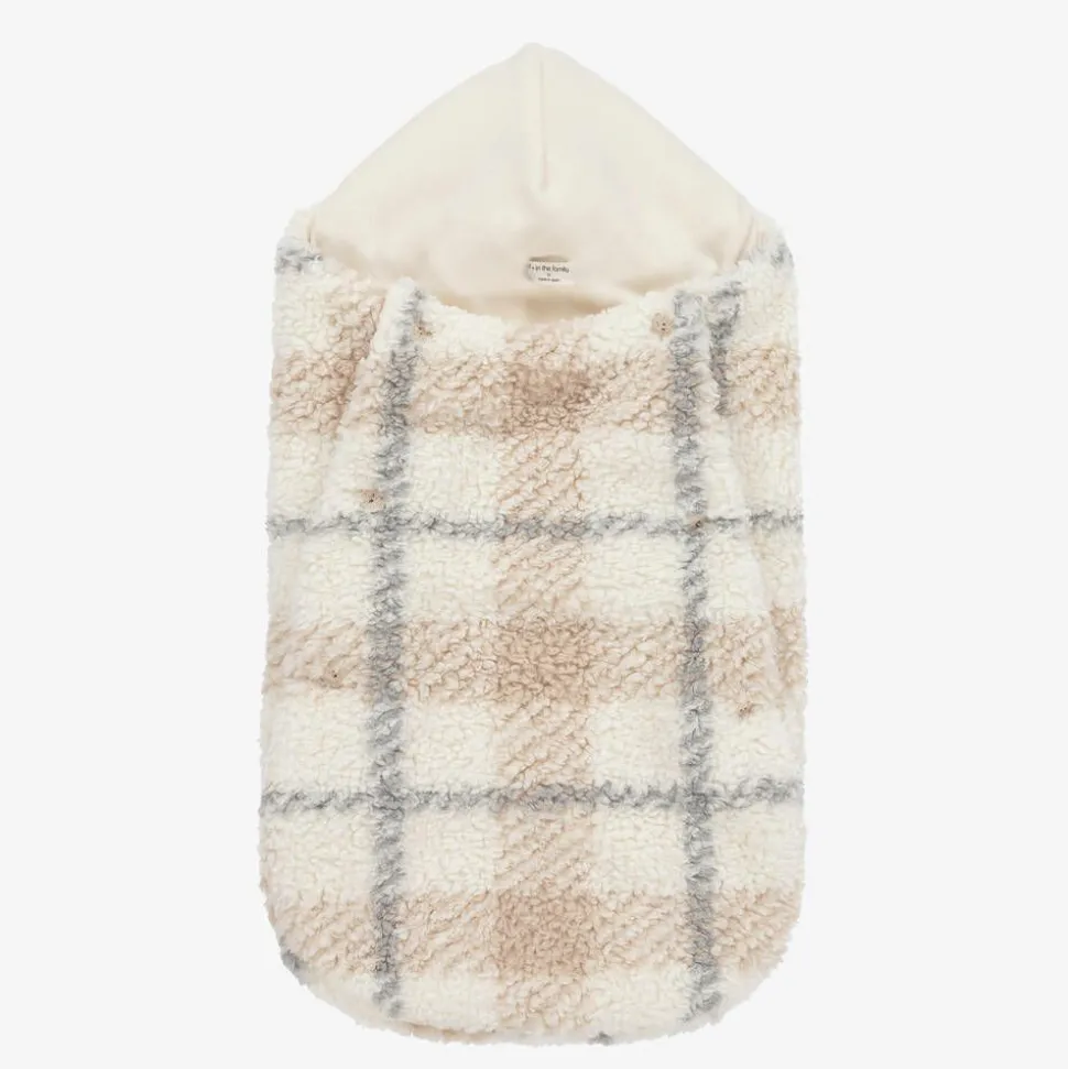 Ivory Check Sherpa Fleece Baby Nest (74cm)
