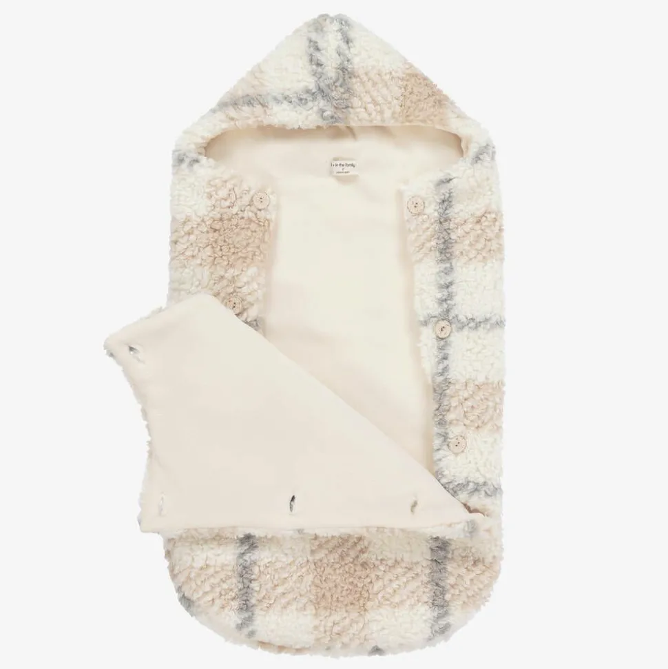 Ivory Check Sherpa Fleece Baby Nest (74cm)