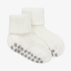 Ivory Cotton Baby Slipper Socks
