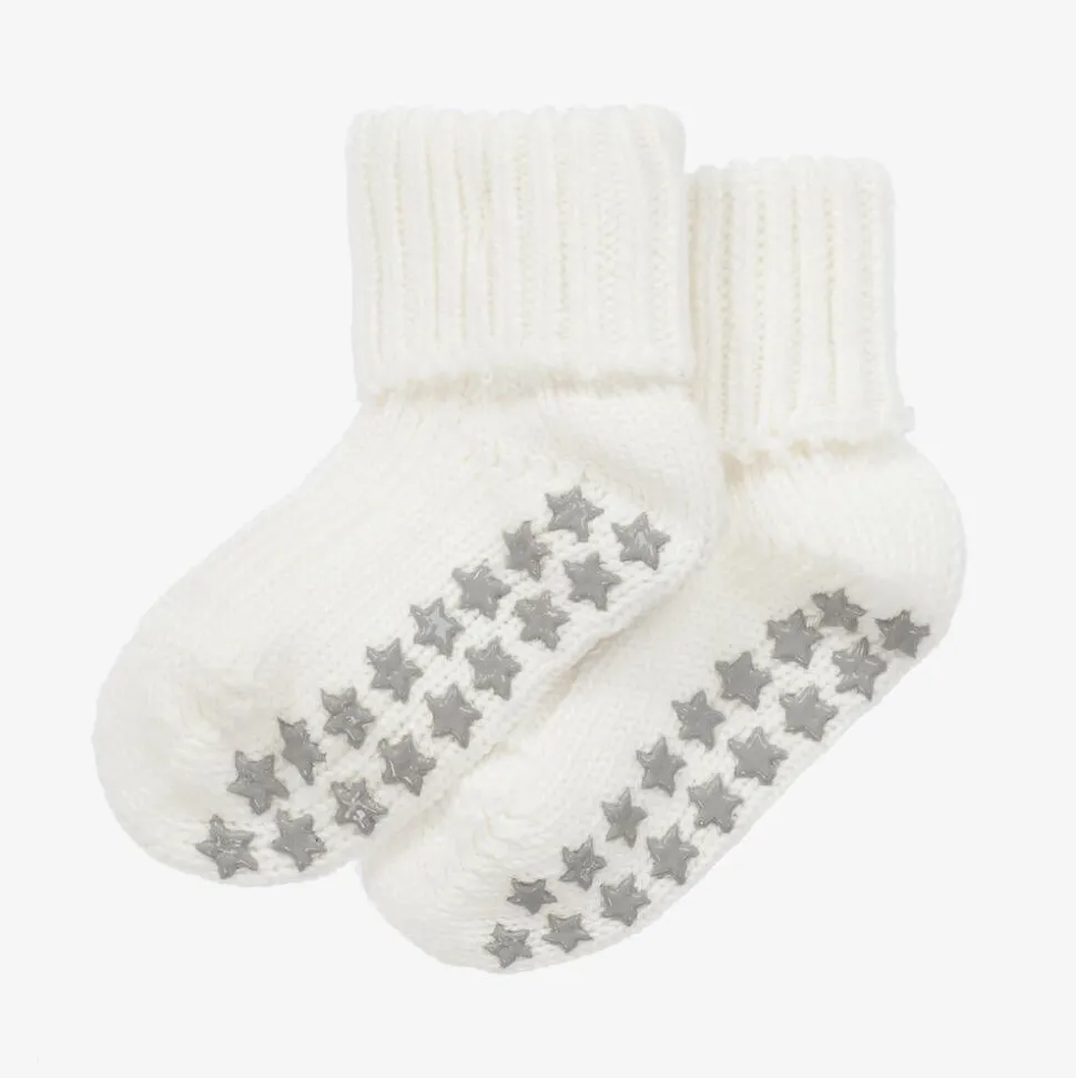 Ivory Cotton Baby Slipper Socks