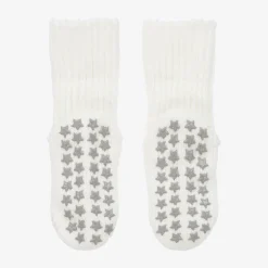 Ivory Cotton Baby Slipper Socks