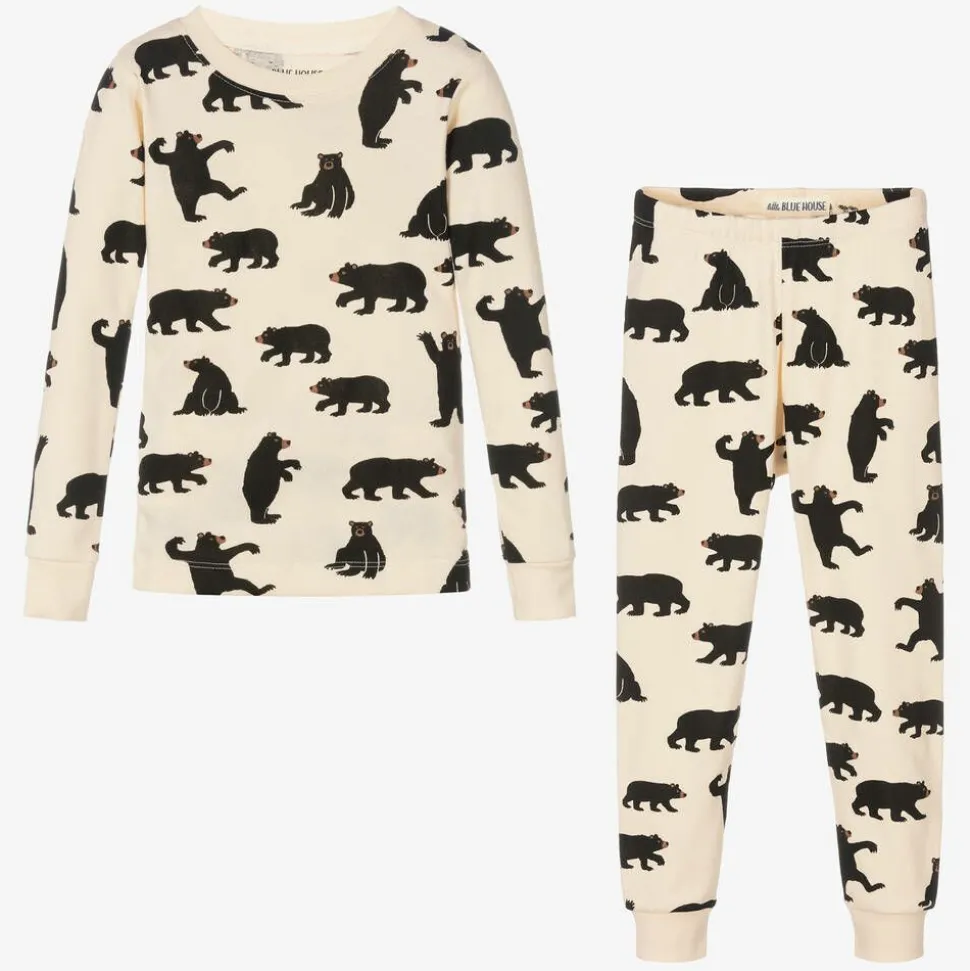 Ivory Cotton Bear Long Pyjamas