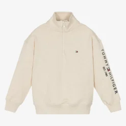 Ivory Cotton Half Zip Sweatshirt