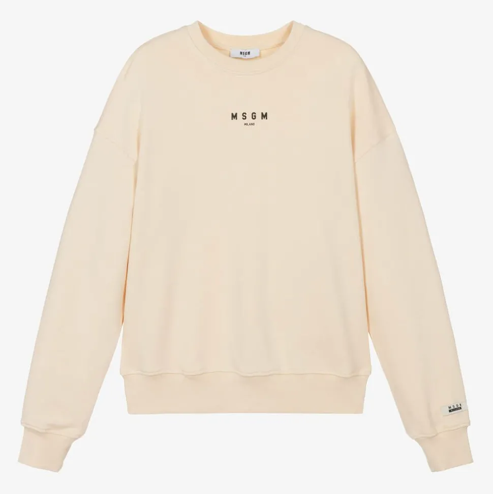 Ivory Cotton Jersey Micro Logo Sweatshirt