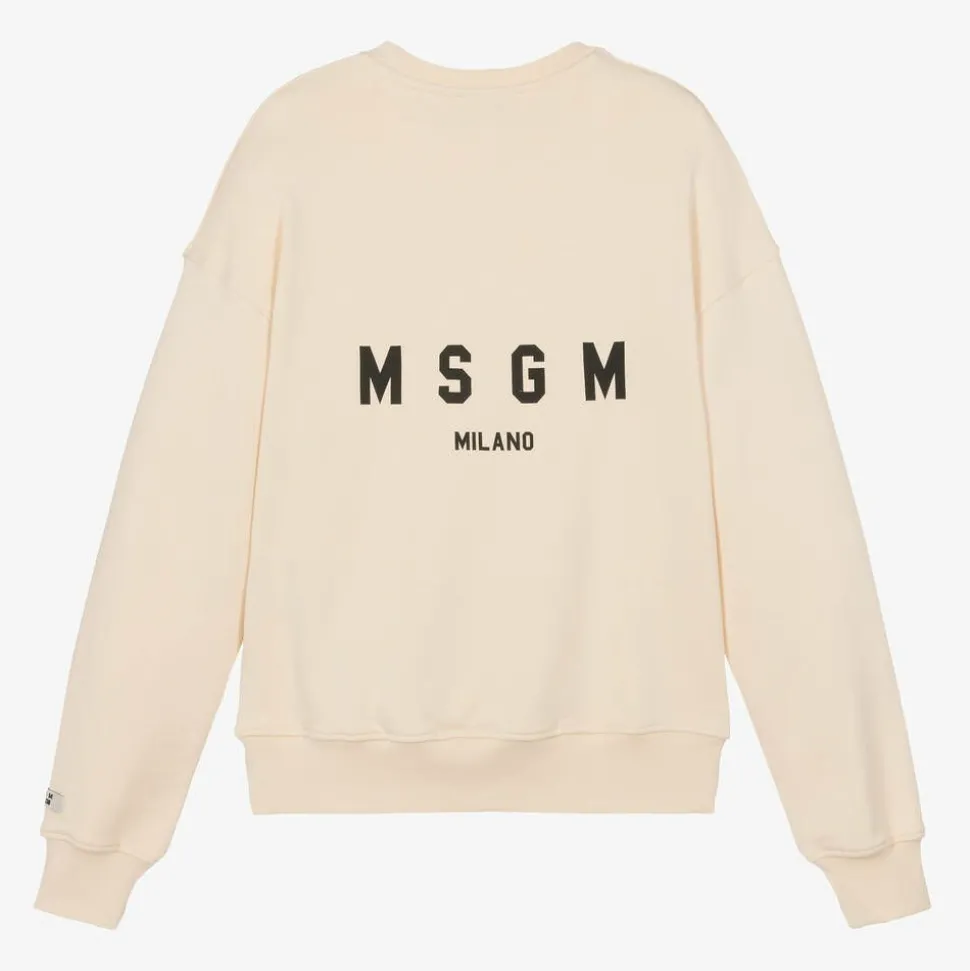 Ivory Cotton Jersey Micro Logo Sweatshirt