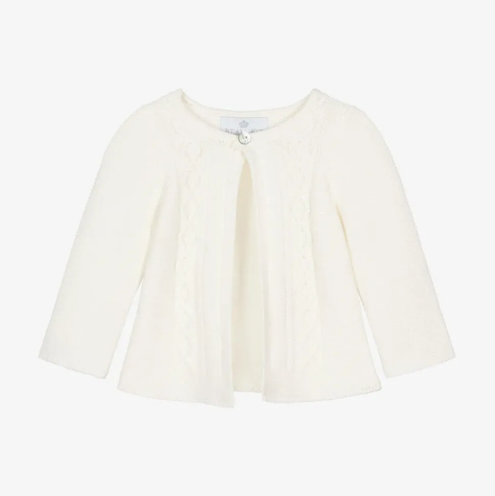 Ivory Cotton Knit Baby Cardigan