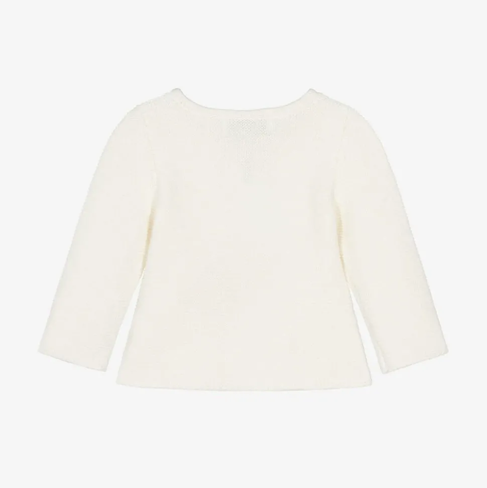 Ivory Cotton Knit Baby Cardigan