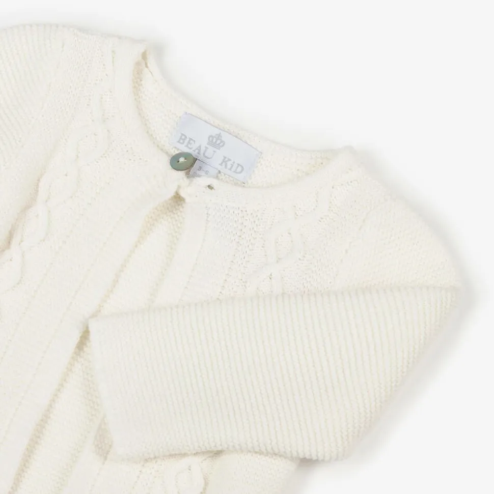 Ivory Cotton Knit Baby Cardigan