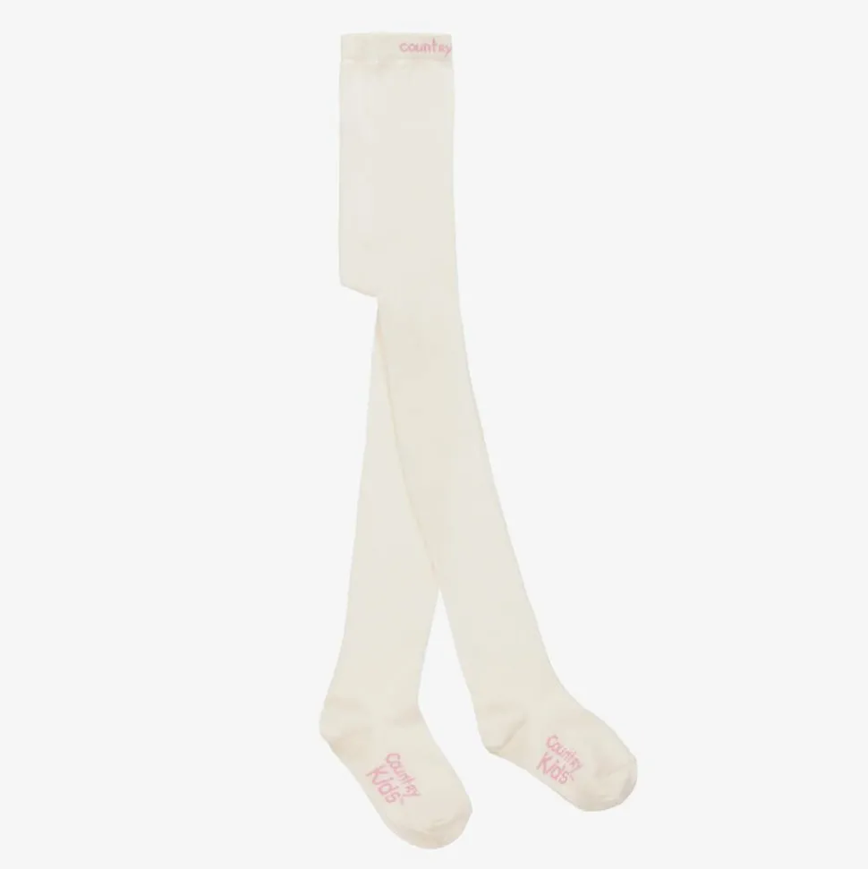 Ivory Cotton Knitted Tights