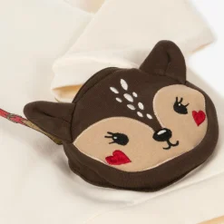 Ivory Cotton Reindeer Bag Sweatshirt