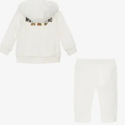 Ivory Cotton Teddy Bear Logo Tracksuit