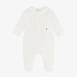 Ivory Cotton Velour Babygrow