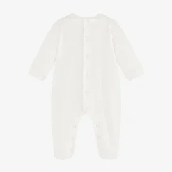 Ivory Cotton Velour Babygrow