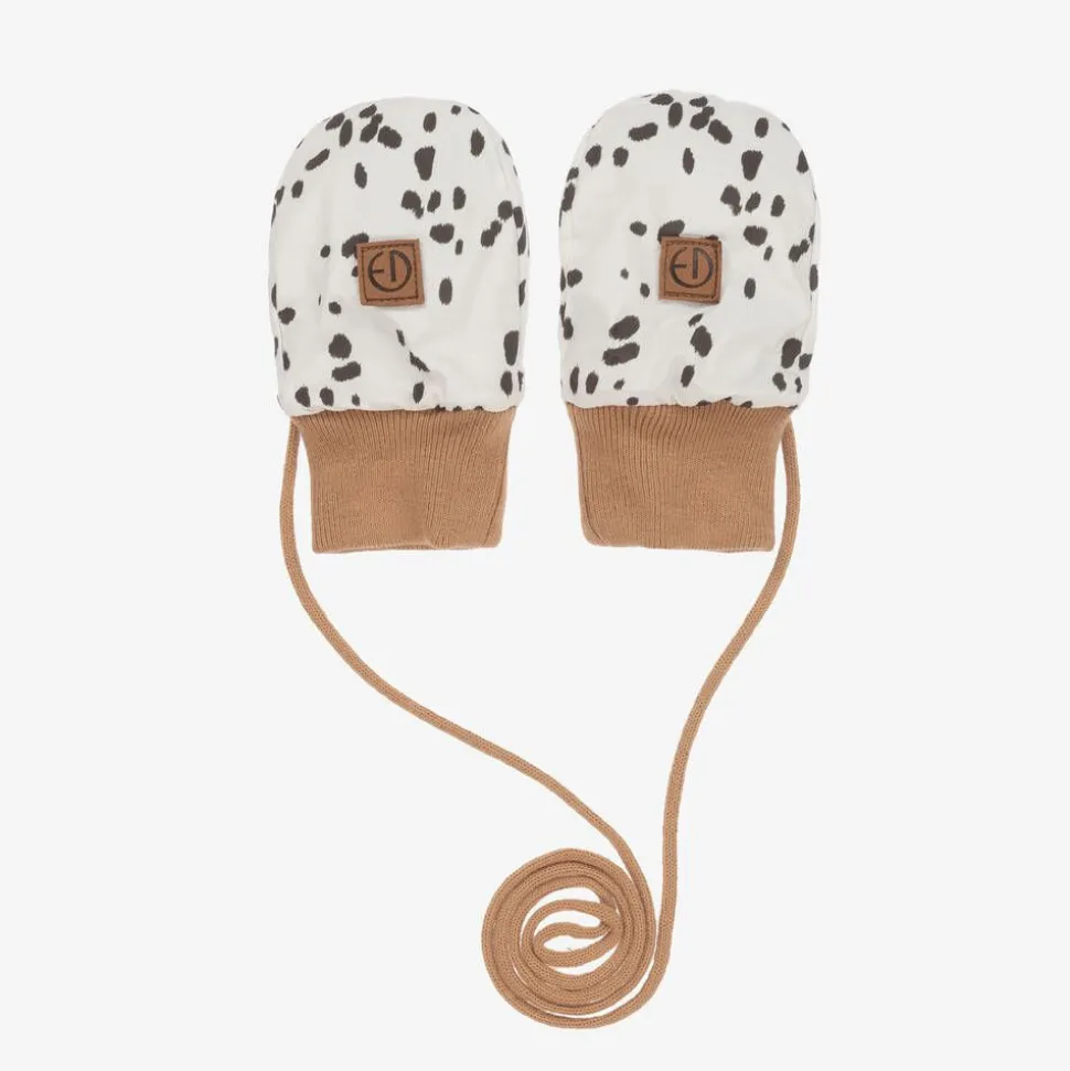 Ivory Dalmation Print Baby Mittens