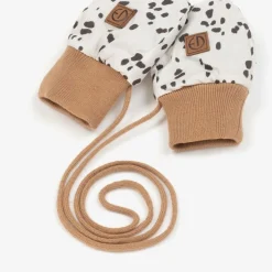 Ivory Dalmation Print Baby Mittens