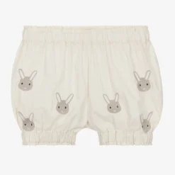 Ivory Embroidered Cotton Bunny Shorts