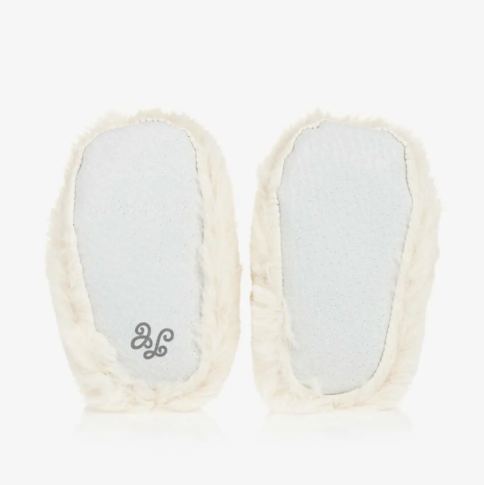 Ivory Faux Fur Baby Booties