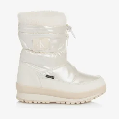 Ivory Faux Leather Snow Boots