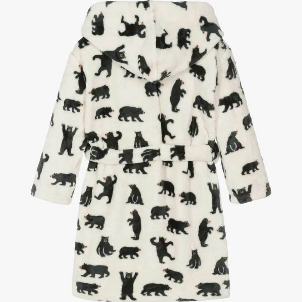 Ivory Fleece Bear Hooded Dressing Gown
