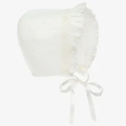 Ivory Hand-Smocked Bonnet