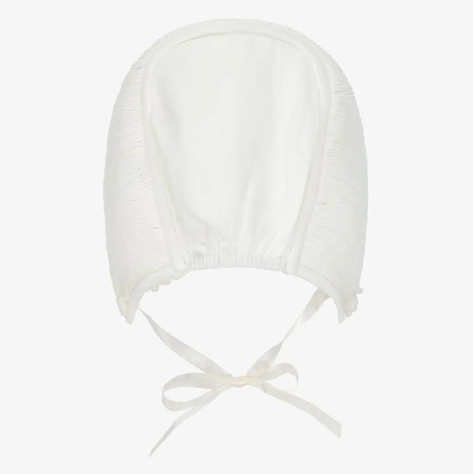 Ivory Hand-Smocked Bonnet