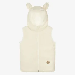 Ivory Hooded Bouclé Fleece Gilet