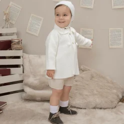 Ivory Knitted Baby Coat & Hat Set