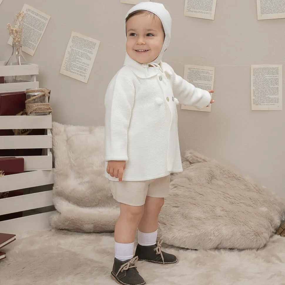 Ivory Knitted Baby Coat & Hat Set