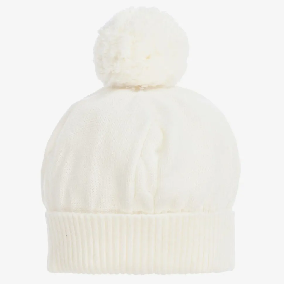Ivory Knitted Pom-Pom Hat