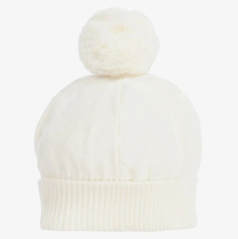 Ivory Knitted Pom-Pom Hat